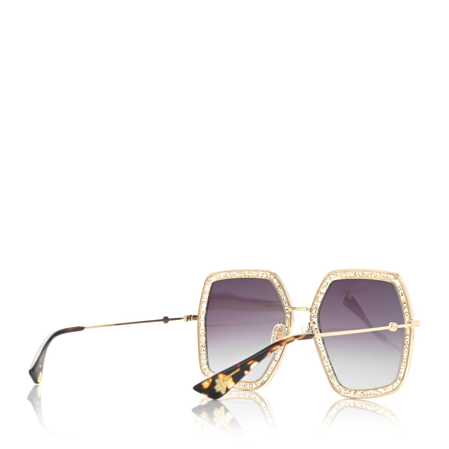 Glitter Acetate Oversize Square Frame Sunglasses GG0106S Gold