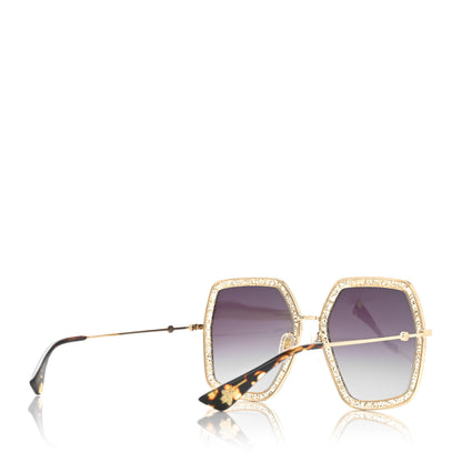 Gucci Glitter Acetate Oversize Square Frame Sunglasses GG0106S Gold 4 of 7