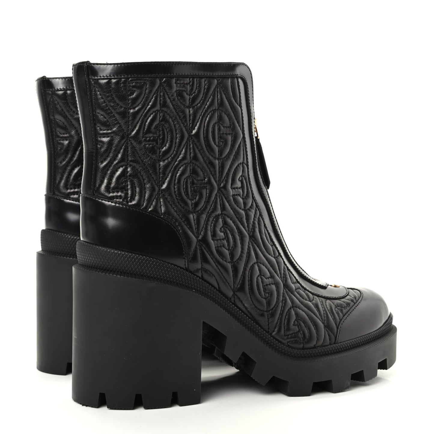 Calfskin Nappa Rhombus Quilted Trip Ankle Boots 39.5 Black