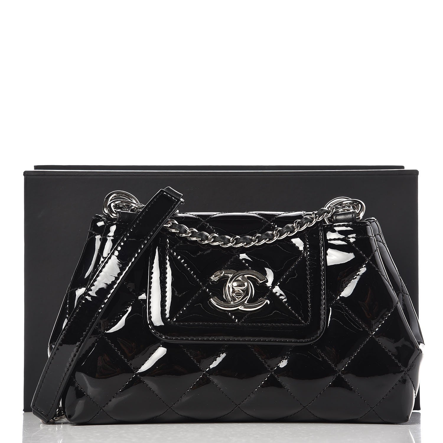 Chanel Patent Quilted Coco Shine Small Accordion Flap Black 10 of 10