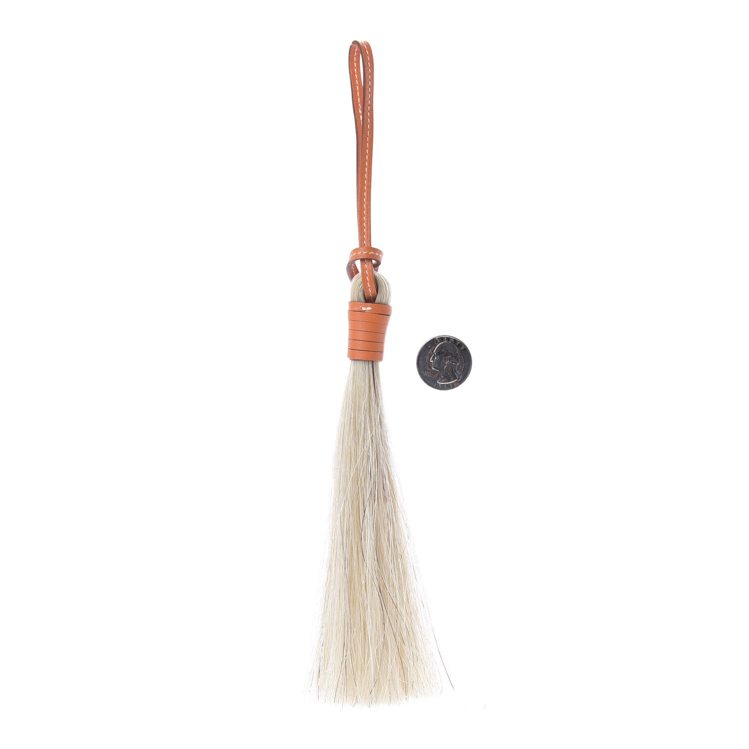 Hermes Horse Hair Swift Paddock Tassel Bag Charm Orange 2 of 3
