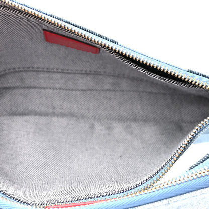 Louis Vuitton Denim Damier Monogram Patchwork Multi Pochette Accessories Blue Rouge 5 of 10