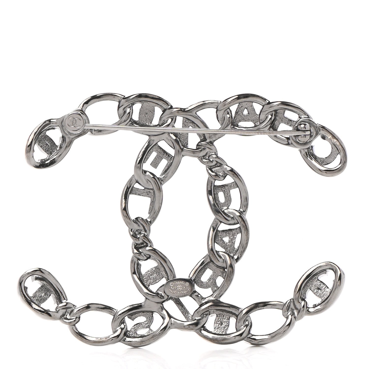 Chanel Ruthenium Crystal Paris Chain CC Chain Logo Brooch 3 of 5