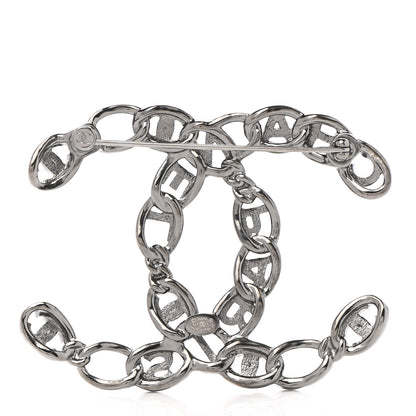 Chanel Ruthenium Crystal Paris Chain CC Chain Logo Brooch 3 of 5