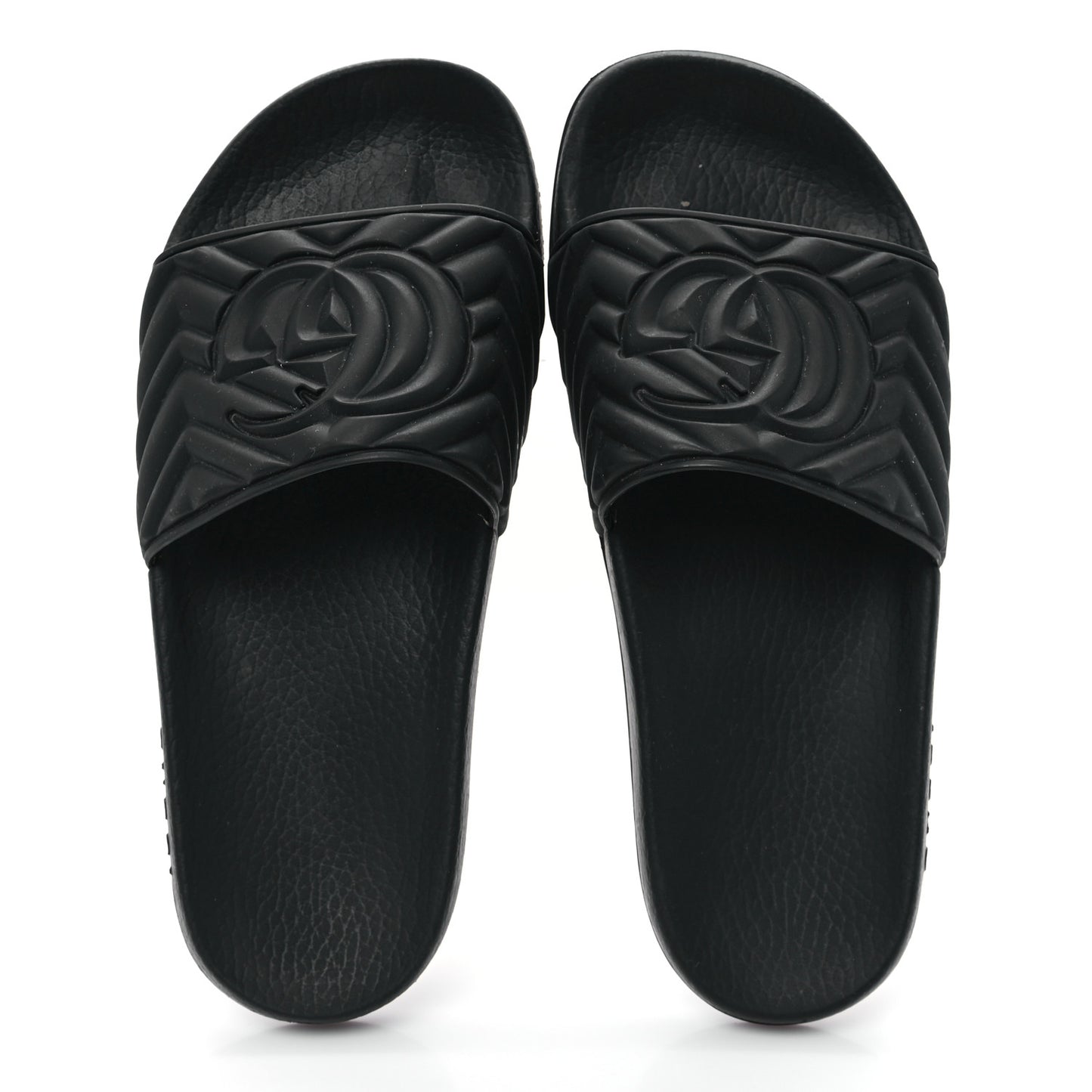 Rubber Matelasse Womens Slide Sandals 39 Black