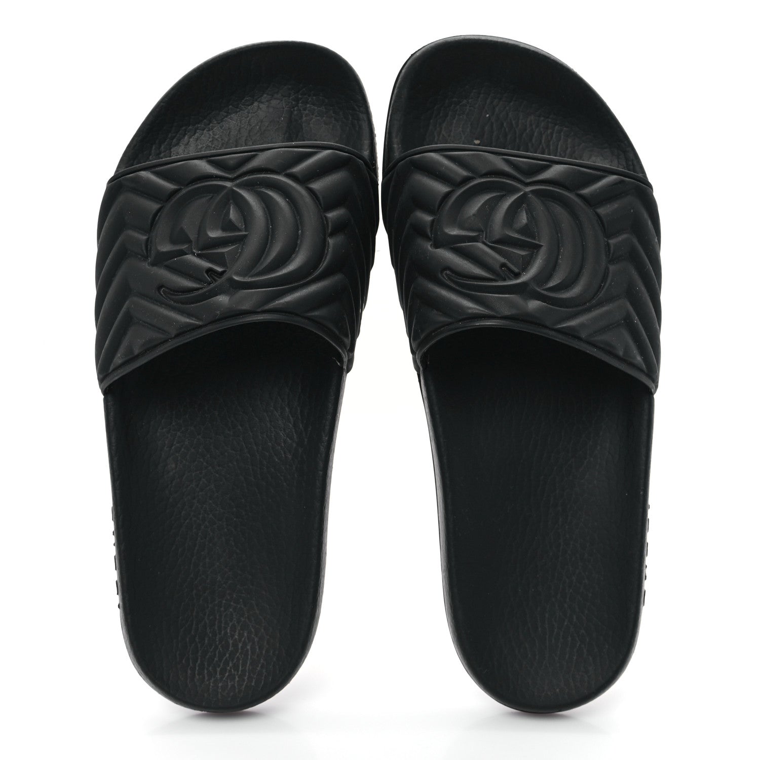 Gucci Rubber Matelasse Womens Slide Sandals 39 Black 2 of 9