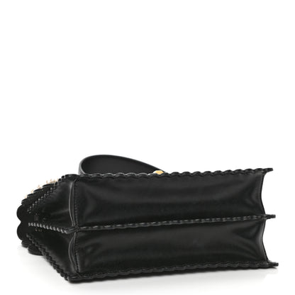 Fendi Vitello Liberty Pearl Bi-Color Flowers and Bows Scalloped Studded Kan I Shoulder Bag Black Camelia 4 of 10