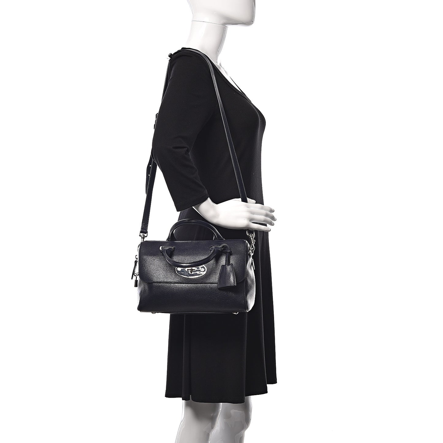 Glossy Goatskin Small Del Rey Satchel Midnight