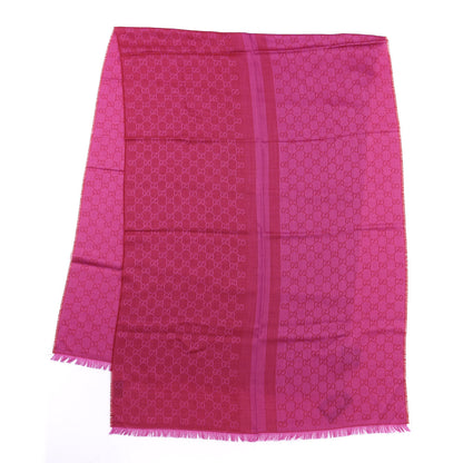 Gucci Wool Silk GG Monogram GGWeblong Fringe Scarf Shawl Red Pink 1 of 3
