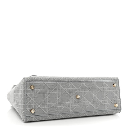 Christian Dior Canvas Embroidered Cannage Lady D-Lite Gray 4 of 18