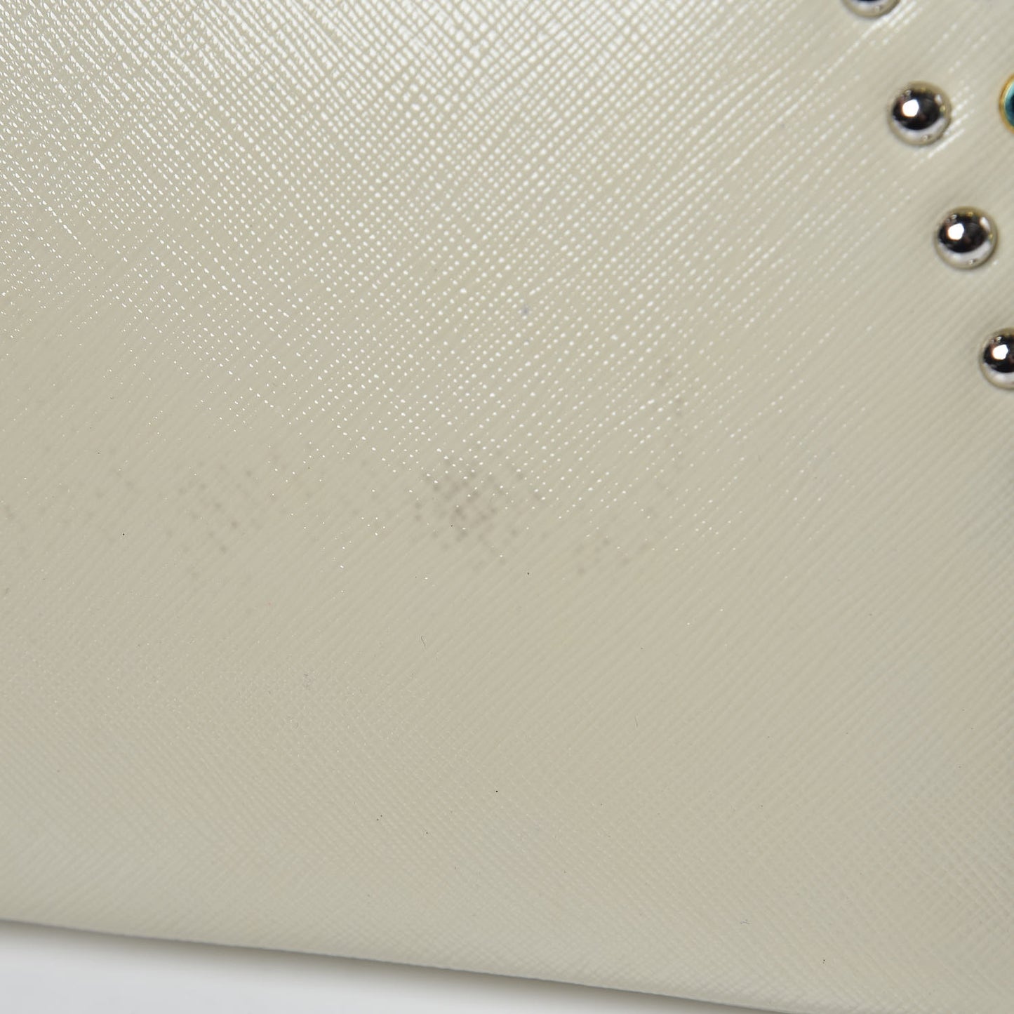 Saffiano Vernice Crystal Pyramid Bag Talco