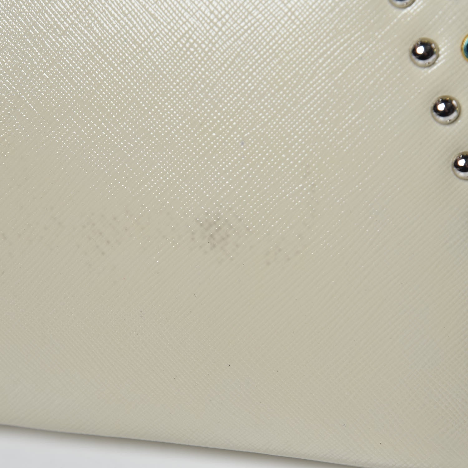 Prada Saffiano Vernice Crystal Pyramid Bag Talco 9 of 17