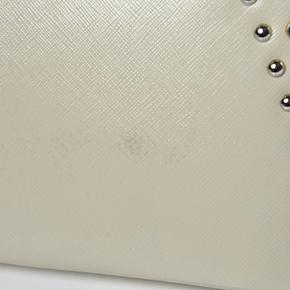 Prada Saffiano Vernice Crystal Pyramid Bag Talco 9 of 17