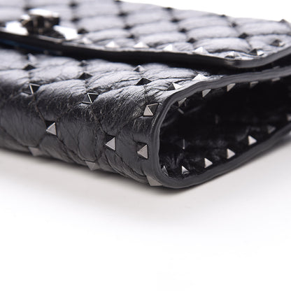 Valentino Garavani Craquele Nappa Rockstud Spike Wallet on Chain Black 8 of 10