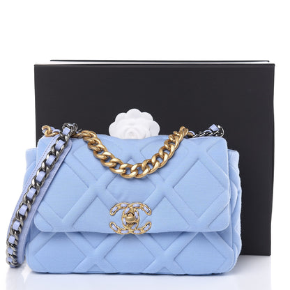 Chanel Jersey Lambskin Quilted Medium 19 Flap Light Blue 10 of 10