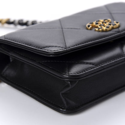 Chanel Goatskin Quilted 19 Wallet On Chain WOC Black 6 of 11