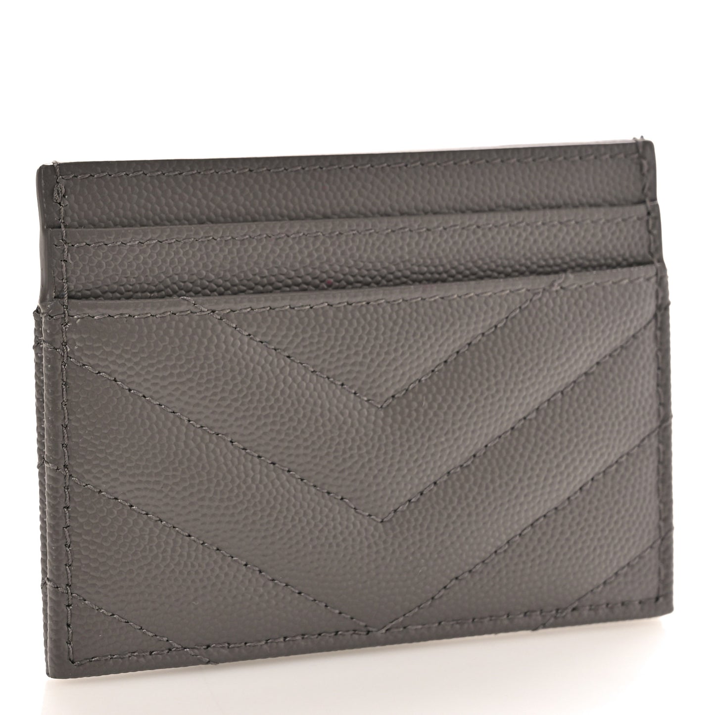 Grain De Poudre Matelasse Chevron Monogram Credit Card Case Fog
