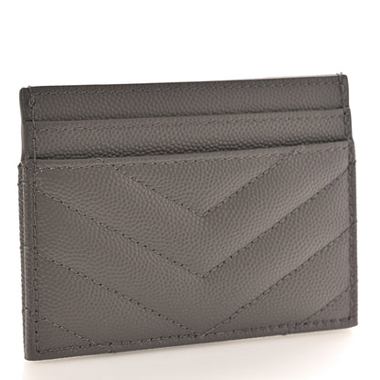 Saint Laurent Grain De Poudre Matelasse Chevron Monogram Credit Card Case Fog 3 of 8