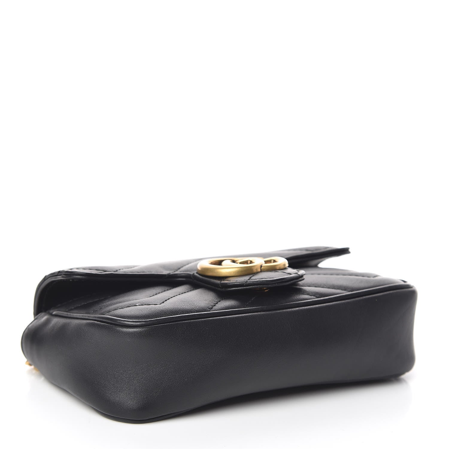 Gucci Calfskin Matelasse Super Mini GG Marmont Shoulder Bag Black 4 of 11