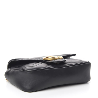 Gucci Calfskin Matelasse Super Mini GG Marmont Shoulder Bag Black 4 of 11