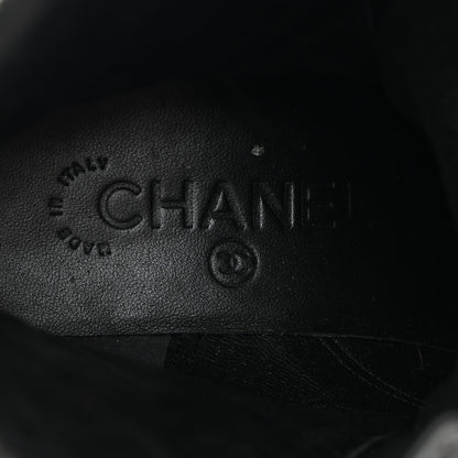 Chanel Calfskin Quilted Lace Up Combat Boots 37 Black 6 of 9