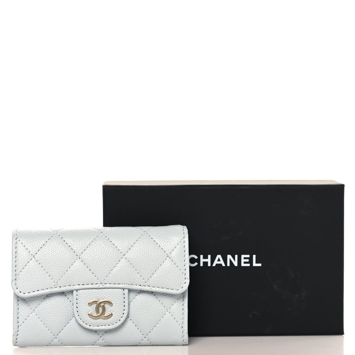 Chanel Caviar Quilted Flap Card Holder Wallet Light Blue 9 of 9