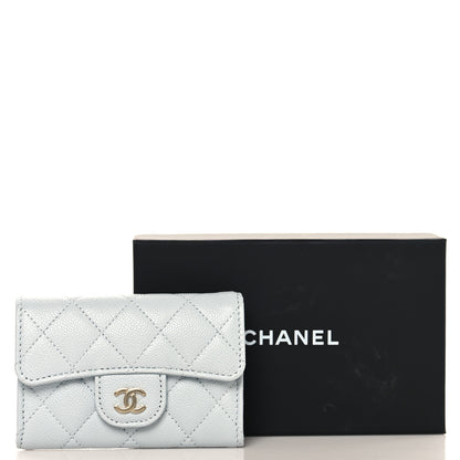 Chanel Caviar Quilted Flap Card Holder Wallet Light Blue 9 of 9