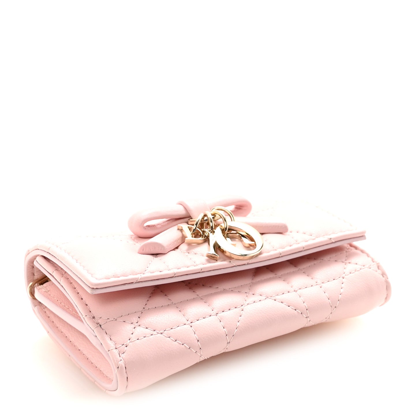 Lambskin Cannage Bow My Dior Glycine Wallet Rose Soupir