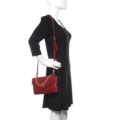 Gucci Calfskin Diagonal GG Medium Thiara Double Envelope Shoulder Bag Black Red 2 of 10