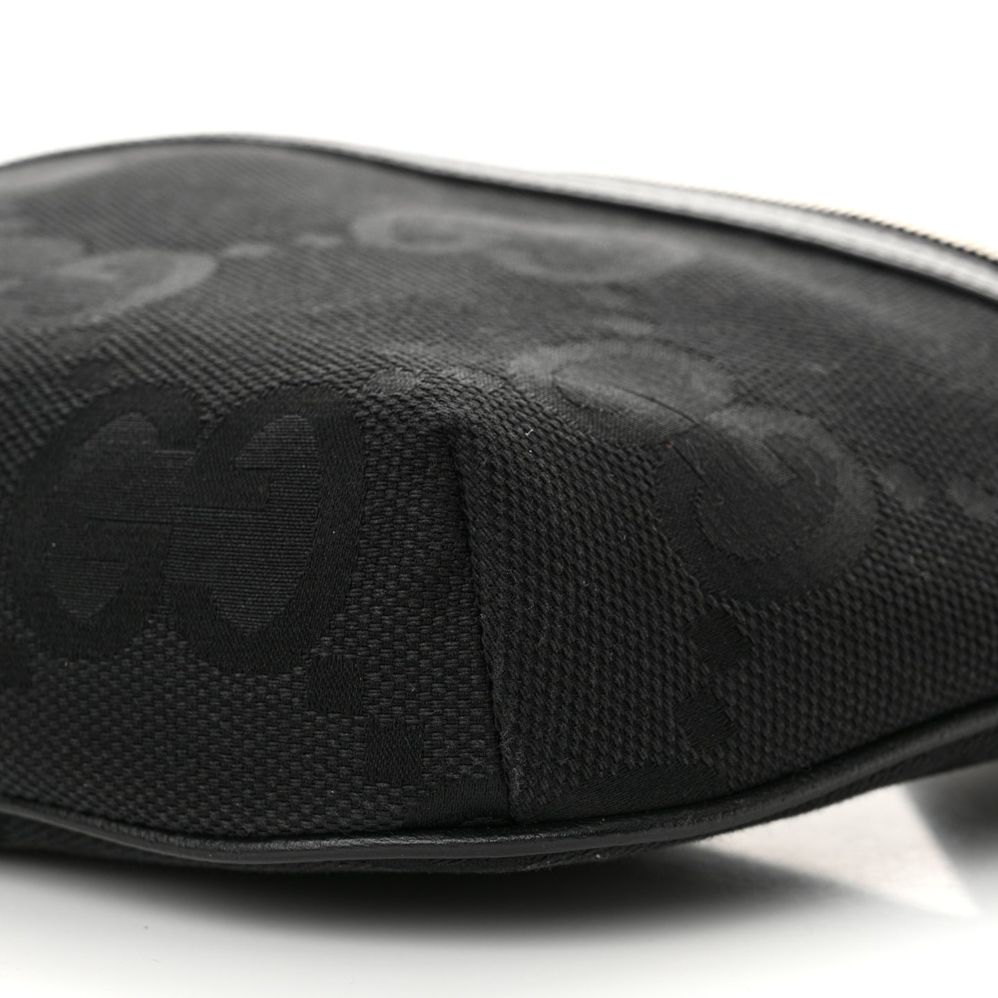 Monogram Jumbo GG Textured Dollar Calfskin Web Belt Bag Black