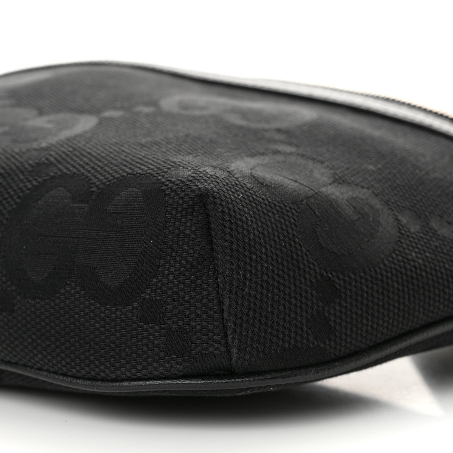 Gucci Monogram Jumbo GG Textured Dollar Calfskin Web Belt Bag Black 9 of 9