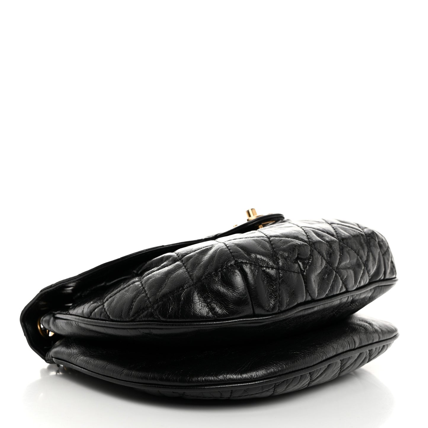 Calfskin Quilted Medium Bubble CC Flap Black