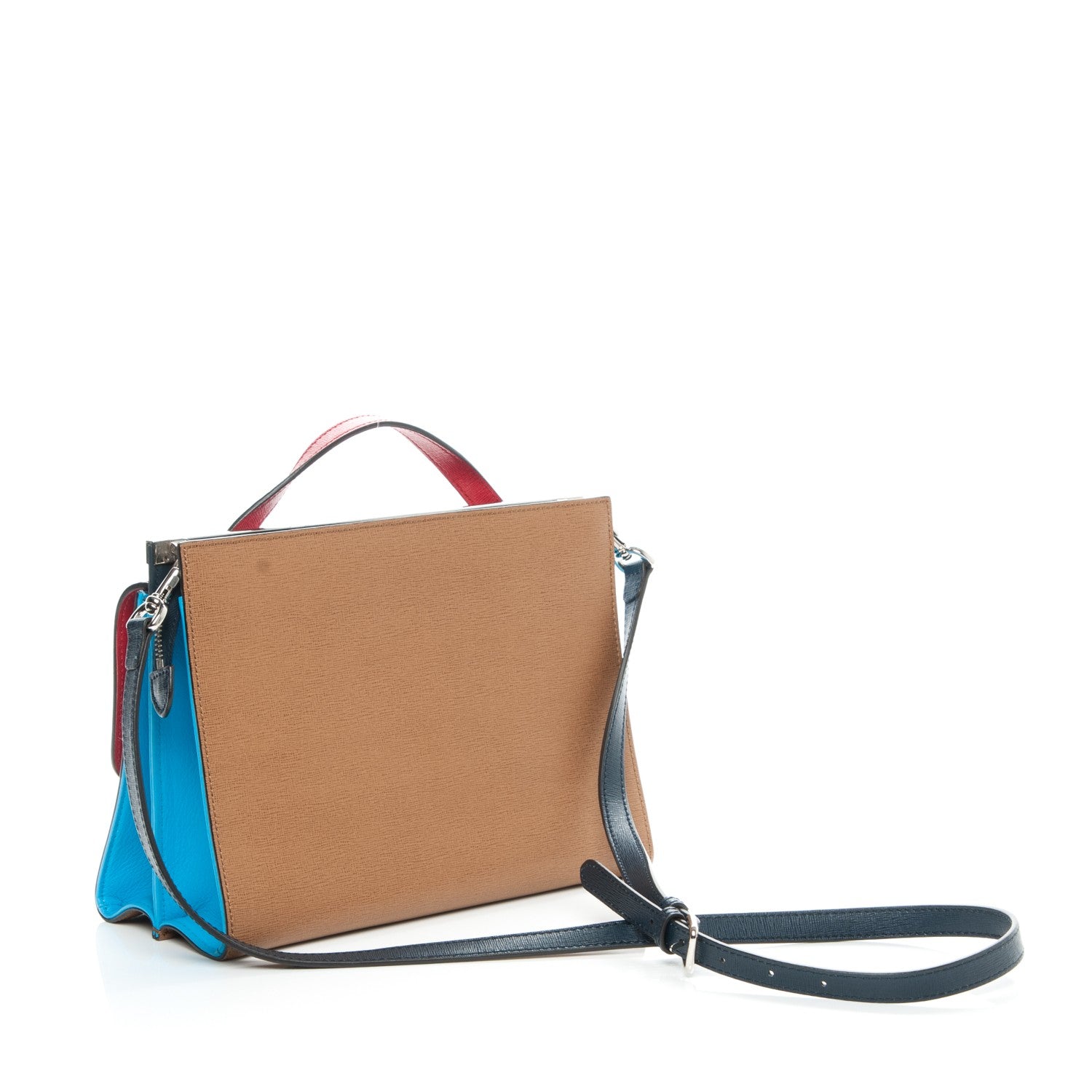 Fendi Vitello Elite Flamingo Colorblock Demi Jour Shoulder Bag Orzo Mattone Maldives 3 of 6
