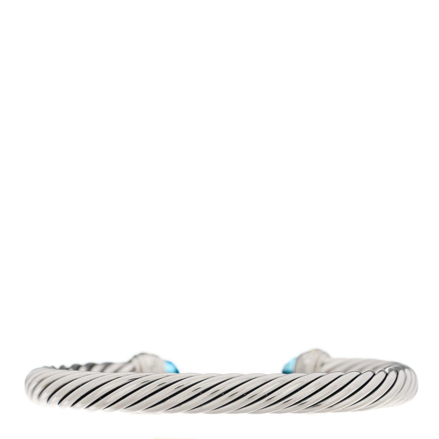 Sterling Silver 14K Yellow Gold Blue Topaz 7mm Cable Classics Bracelet