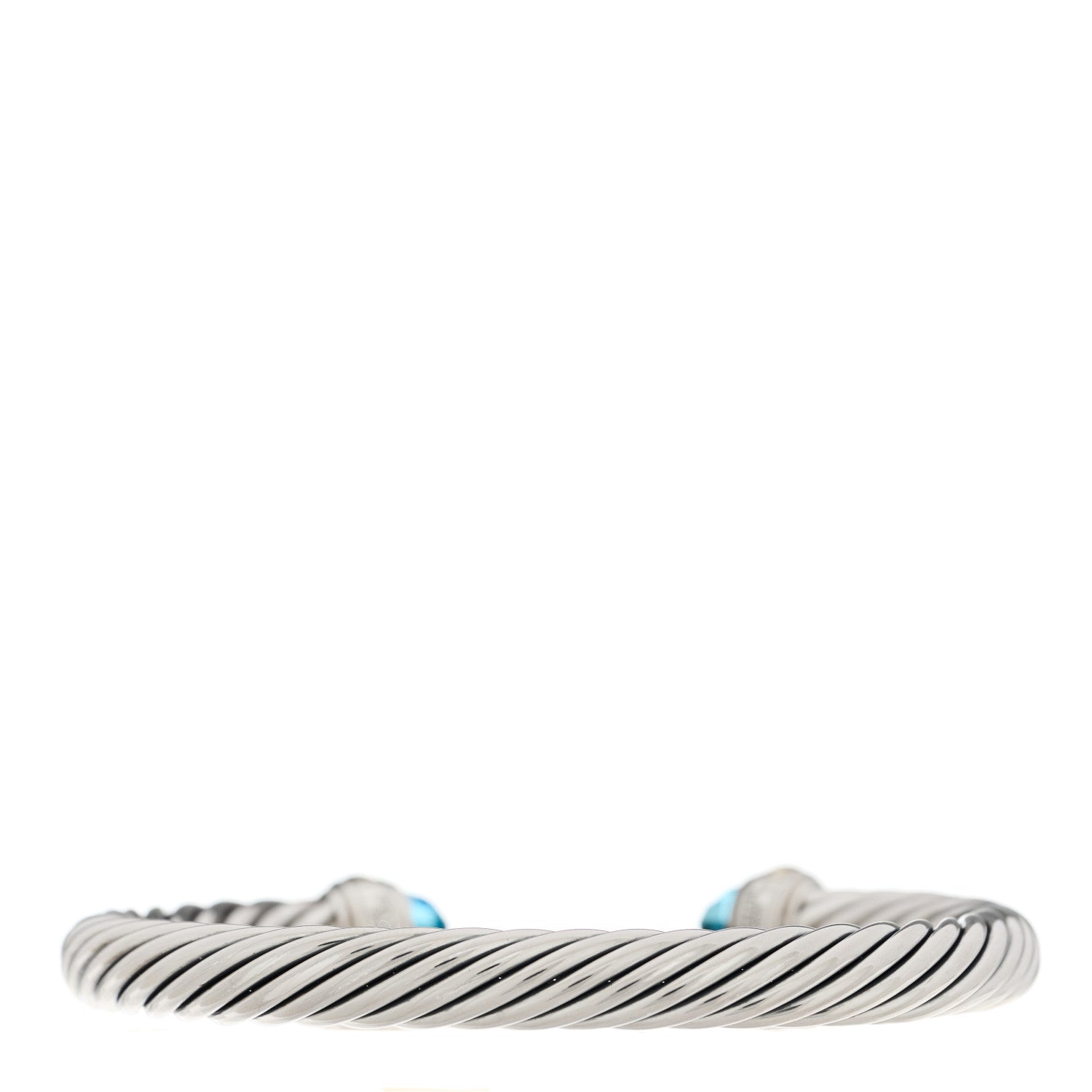 David Yurman Sterling Silver 14K Yellow Gold Blue Topaz 7mm Cable Classics Bracelet 2 of 4