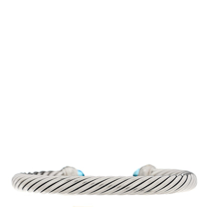 David Yurman Sterling Silver 14K Yellow Gold Blue Topaz 7mm Cable Classics Bracelet 2 of 4