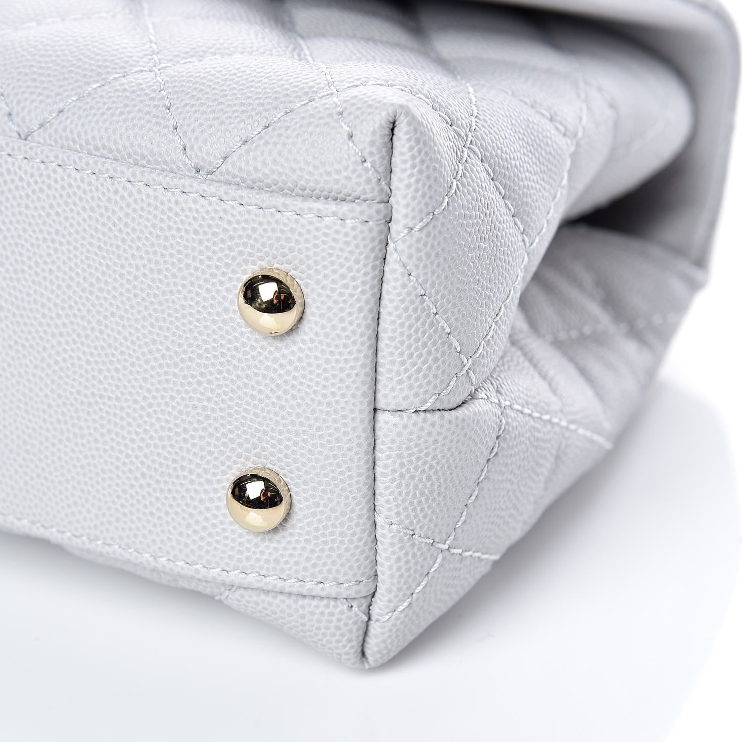 Chanel Caviar Quilted Mini Coco Handle Flap Light Grey 6 of 12