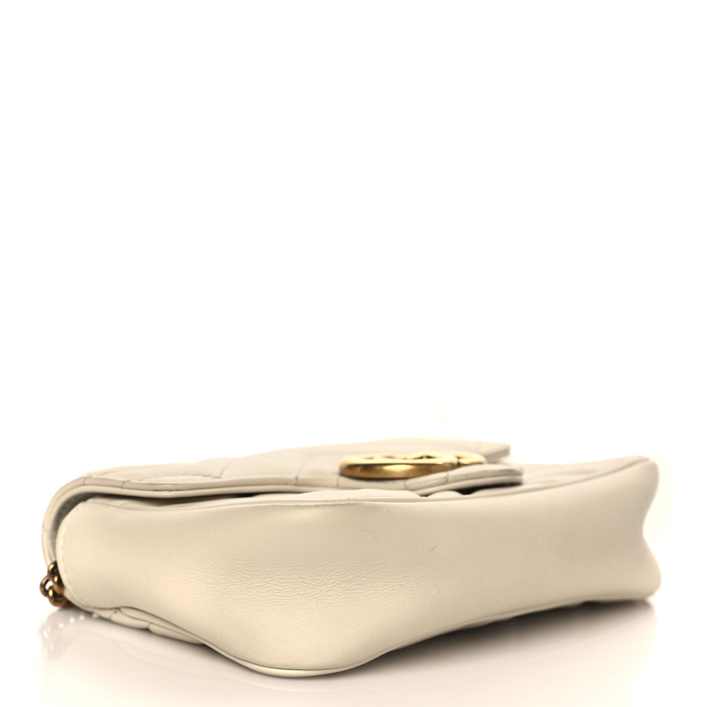 Calfskin Matelasse Super Mini GG Marmont Shoulder Bag White
