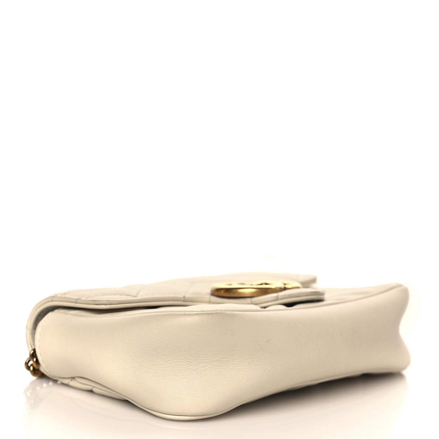 Gucci Calfskin Matelasse Super Mini GG Marmont Shoulder Bag White 4 of 9