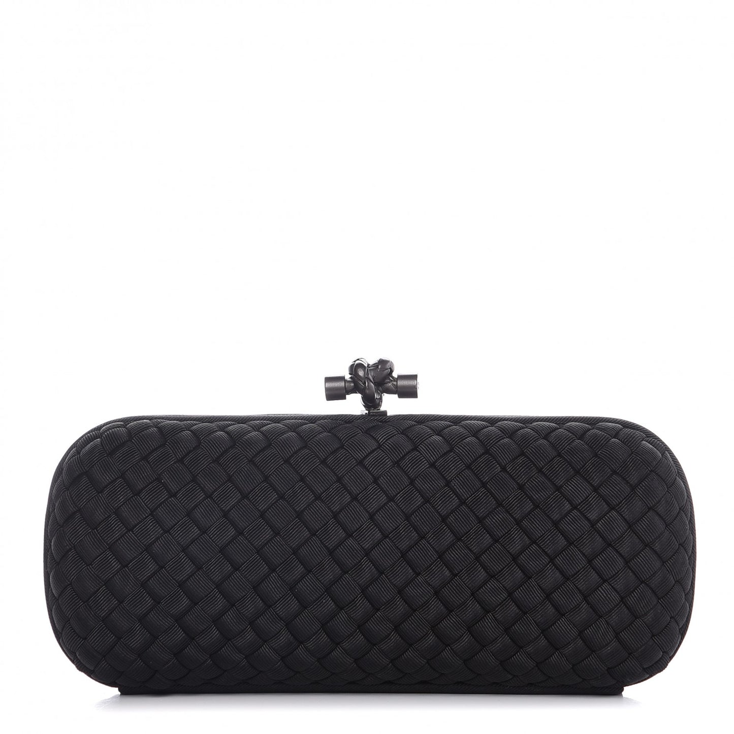 Satin Intreccio Impero Stretch Knot Clutch Black