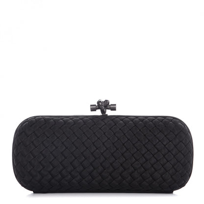 Bottega Veneta Satin Intreccio Impero Stretch Knot Clutch Black 1 of 8