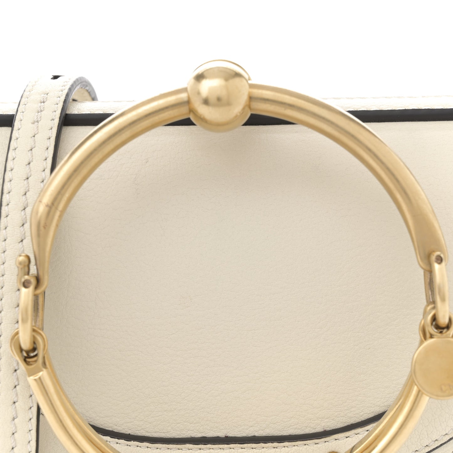 Calfskin Small Nile Bracelet Minaudiere Bag Off White