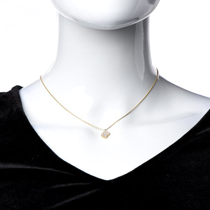 Van Cleef & Arpels 18K Yellow Gold Mother of Pearl Sweet Alhambra Pendant Necklace 2 of 6