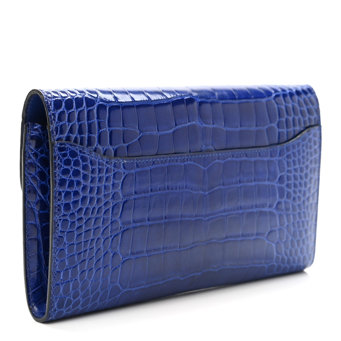 Shiny Alligator Constance Long Wallet Bleu Electric