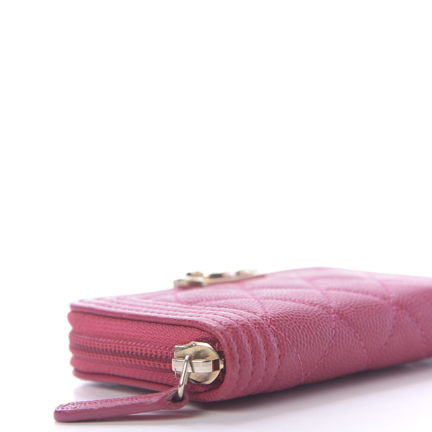Chanel Caviar Quilted Boy Zip Around Coin Purse Wallet Dark Pink 6 of 11