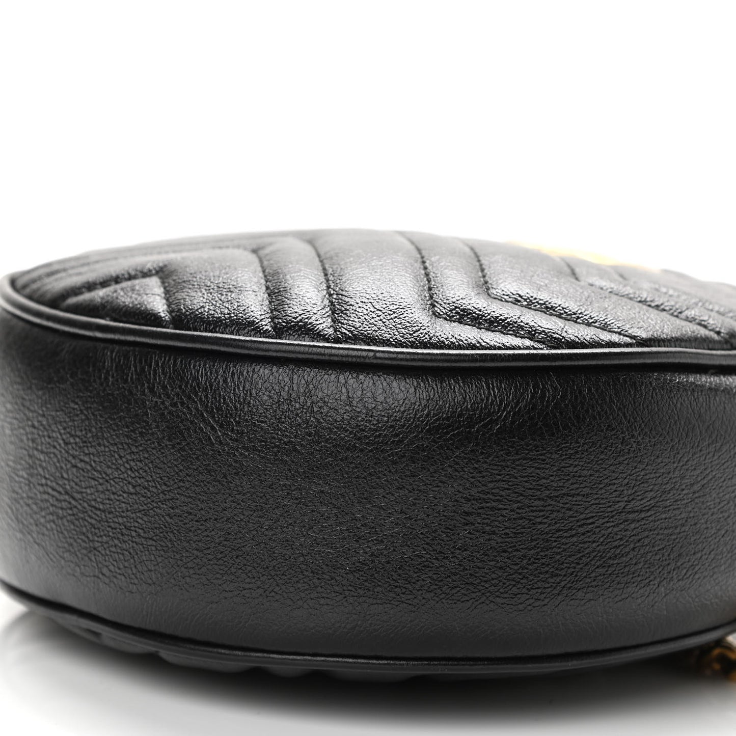 Azalea Calfskin Matelasse Heart Mini GG Marmont Round Shoulder Bag Black