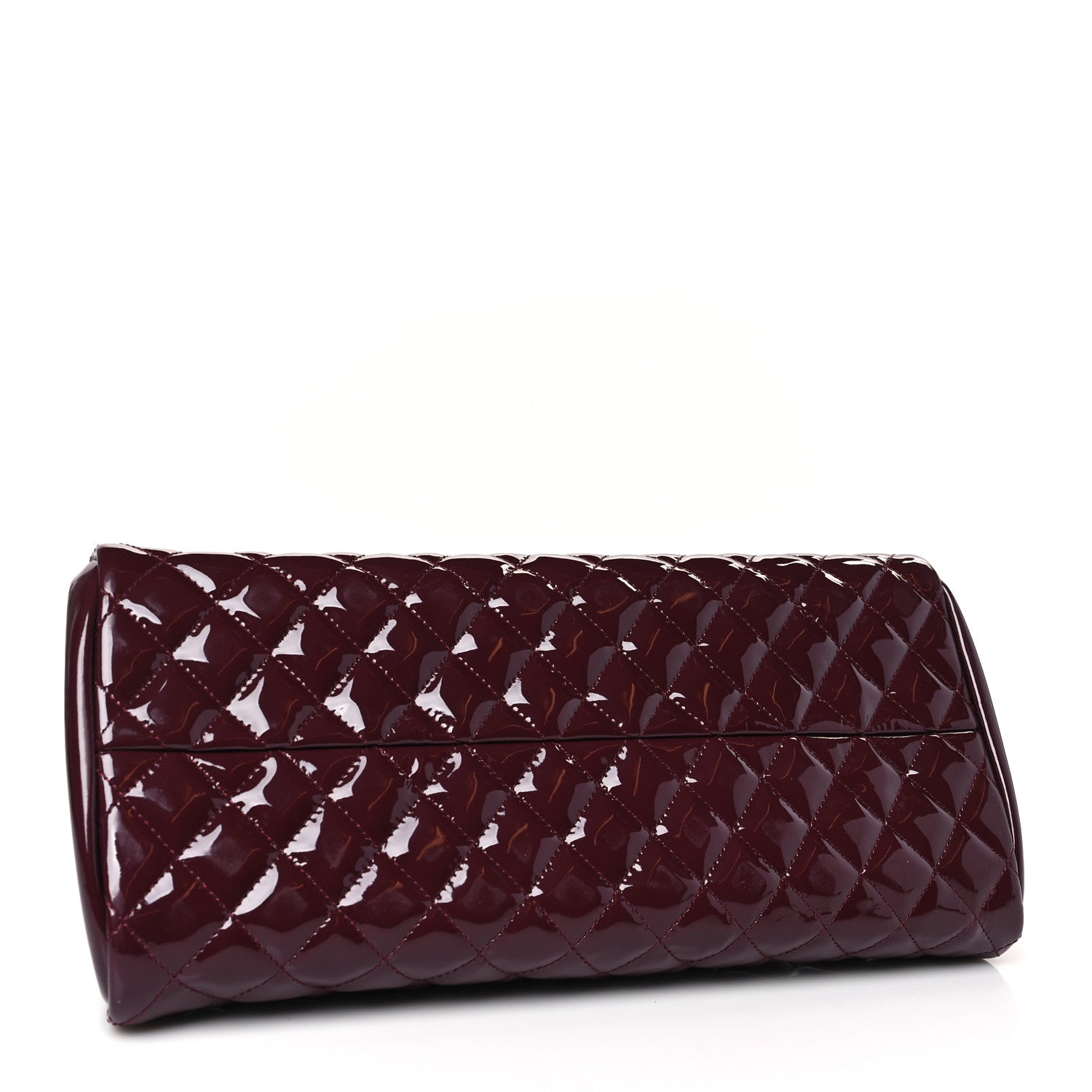 Chanel Patent Quilted Medium Just Mademoiselle Bowling Bag Burgundy 4 of 9