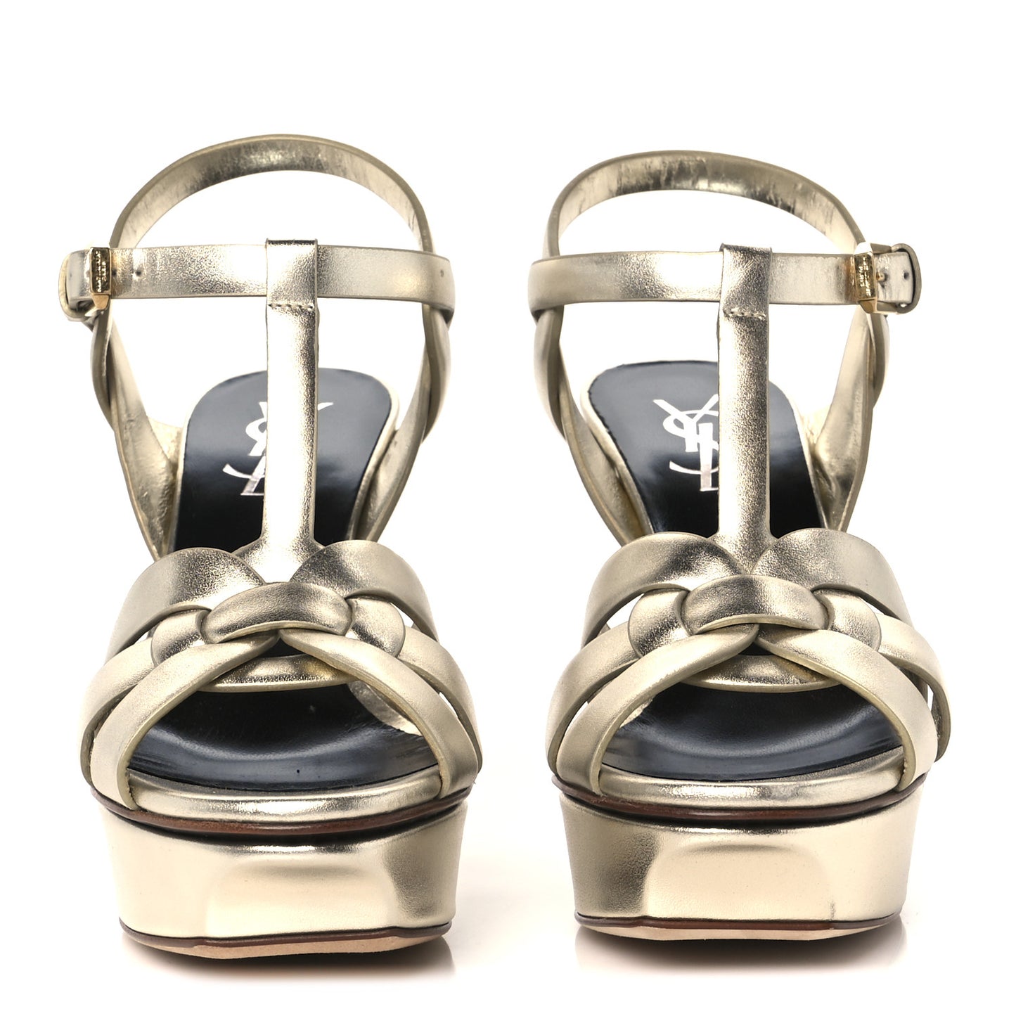 Metallic Nappa Tribute 75 Platform Sandals 36 Platino