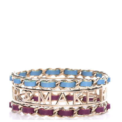 Chanel Lambskin Chain Bangle Blue Purple Gold 1 of 5