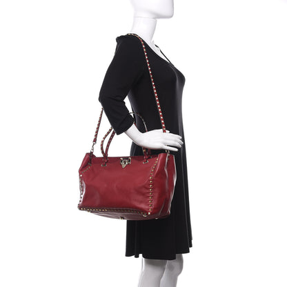 Valentino Garavani Vitello Medium Rockstud Tote Scarlet 2 of 10